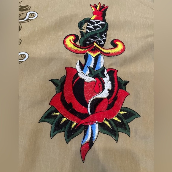 [M]Dragonfly Roadhouse Embroidered SS Button Graphic Shirt Polyester - Picture 4 of 9